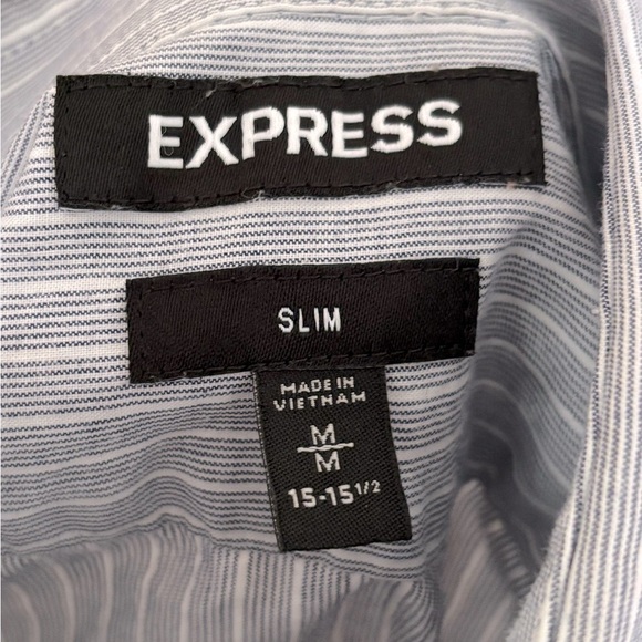 Express Men's Pinstripe Cotton Button Down Shirt - Gray - Picture 2 of 2